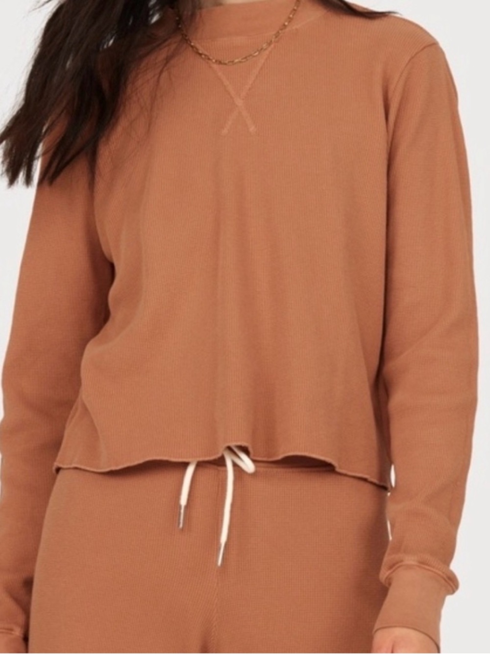 Mate the Label organic cotton waffle thermal long sleeve top